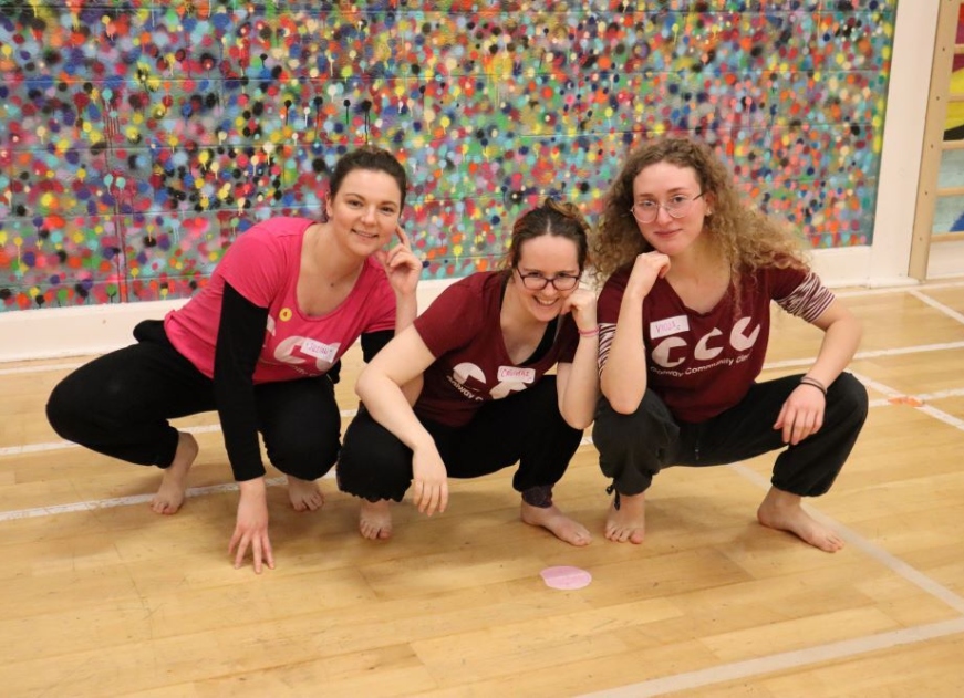 Jillian, our volunteer youth worker, Caoimhe, GCC tutor and artist, and Viola, ESC volunteer at the workshop