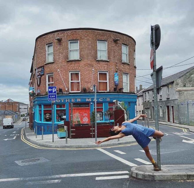 Gokce exploring Ireland - always adding a bit of circus!